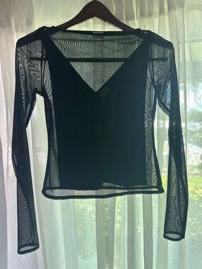 Abercrombie & Fitch Sheer Long Sleeve Black w/ Layering Tank Top Size XS